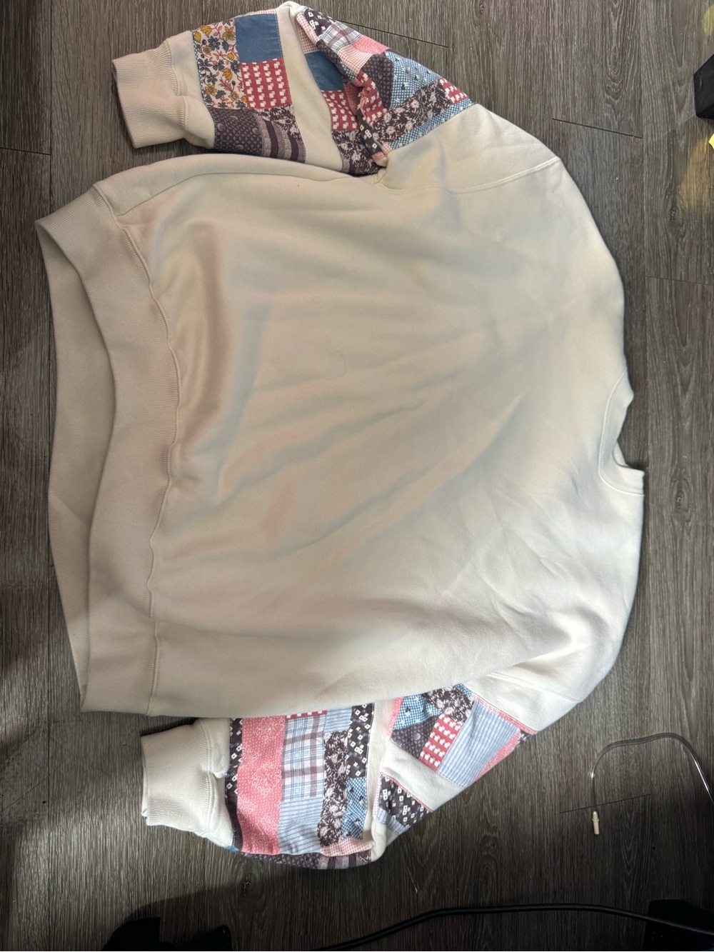 Abercrombie & Fitch Cream Sweatshirt with Patchwork Sleeves
